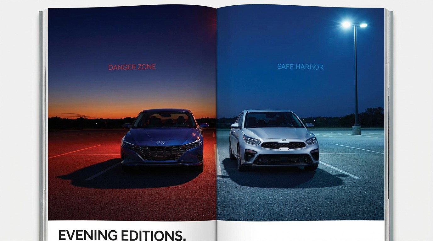 Hyundai Elantra and Kia Forte sedans side by side