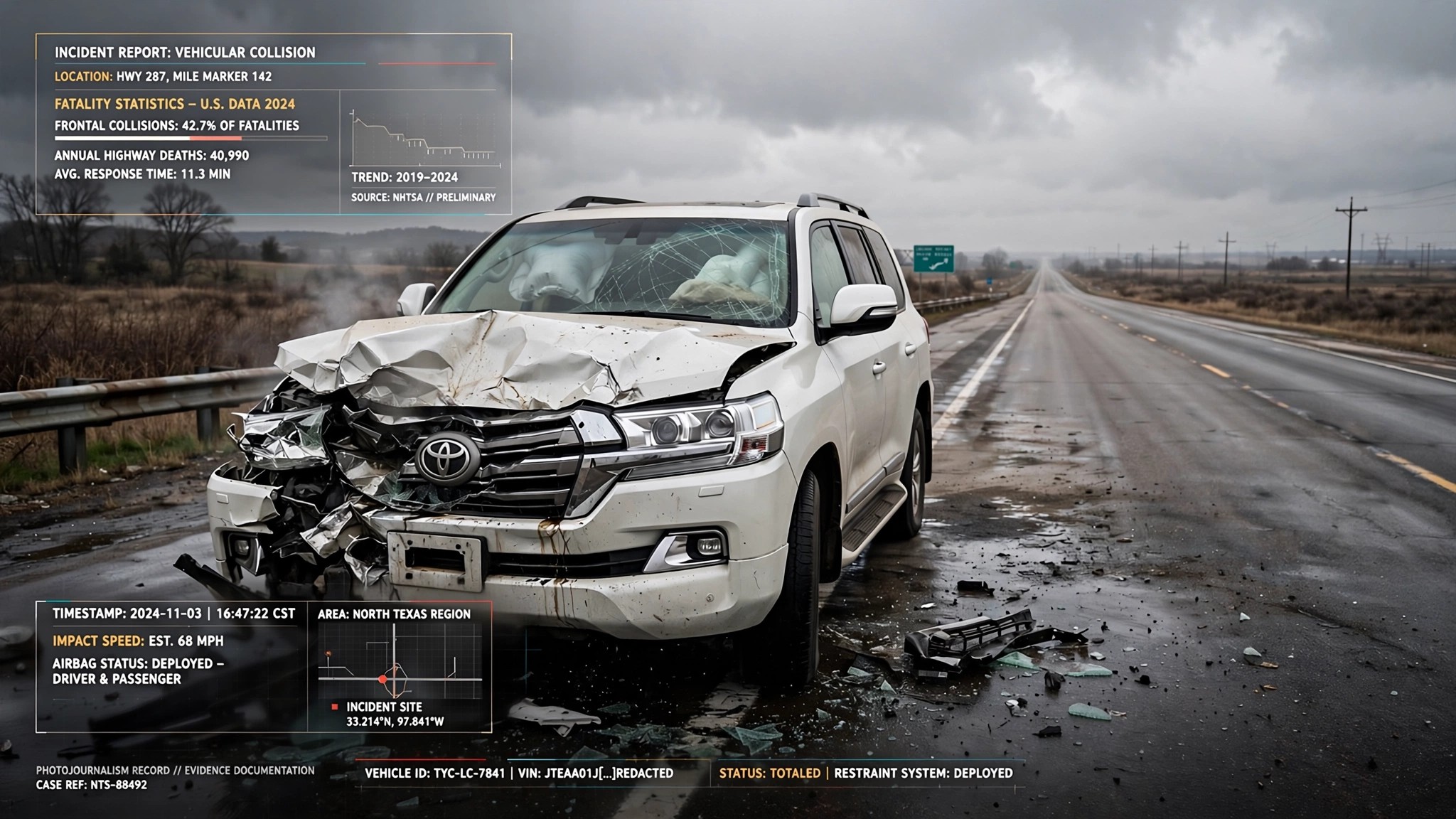 A Toyota Land Cruiser with FARS fatality data overlaid